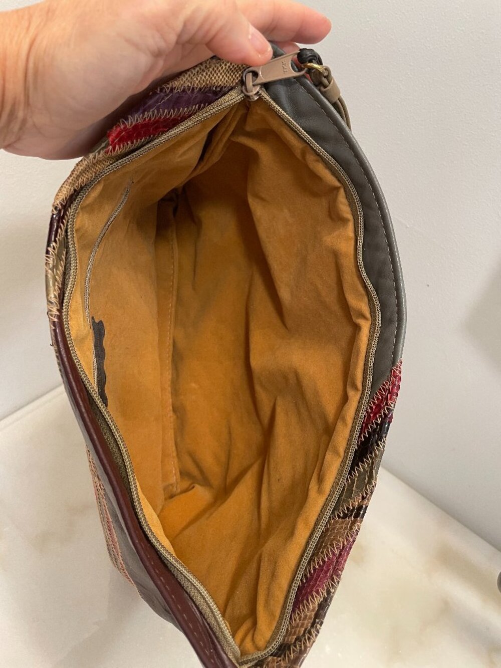 VINTAGE Bassous Bags by Jane Snakeskin Leather Striped Clutch Circa 1970's - Picture 7 of 12